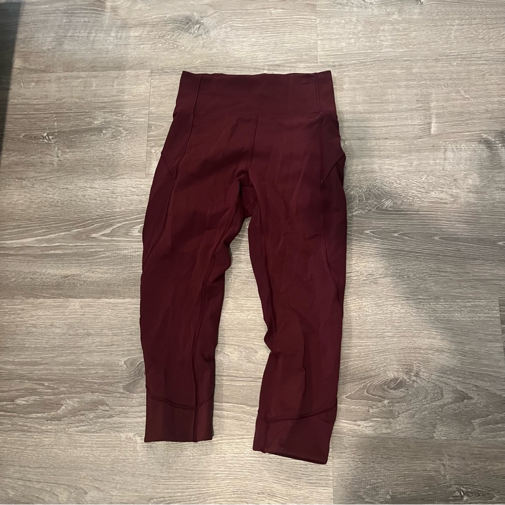 Lululemon High Rise Cropped Leggings Maroon